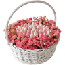 Корзинка с кустовыми розами и клубникой в шоколаде «Драгоценные моменты»
